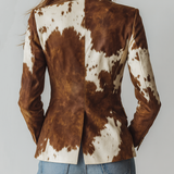 Blazer en suédine écologique imprimé peau de vache vintage