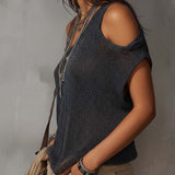 Blouse en tricot à épaules asymétriques rétro