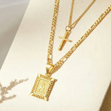 Parure de colliers Croix Initiale | Doré