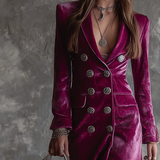 Blazer long vintage en velours à boutons
