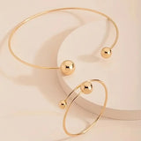 Ensemble collier et bracelet de manchette Minimalist Glow | Or