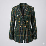 Camille Dubois | Veste blazer à carreaux en tweed pour femme