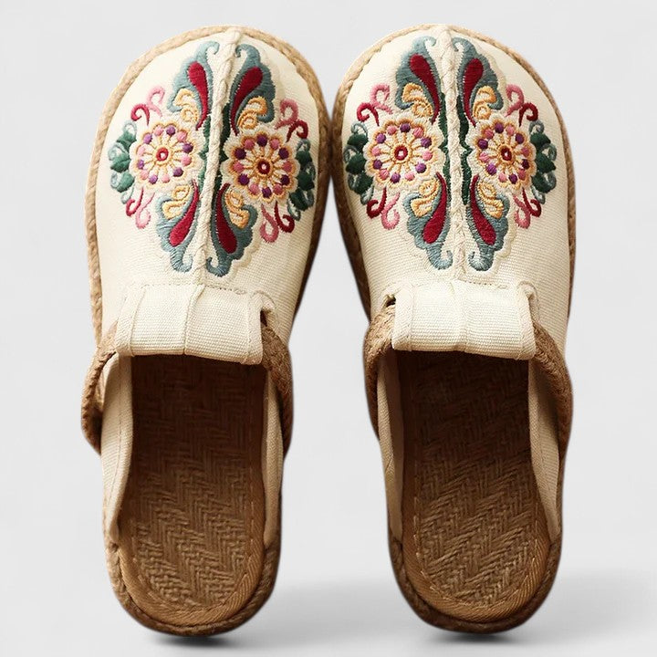 Marousse | Mules Florales Confortables Faites à la Main