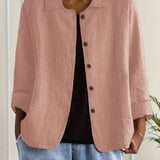 Amélie Rousseau | Veste en lin boutonnée Sky Breeze à l'élégance décontractée pour femme