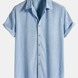 Chemise à manches courtes boutonnée en velours côtelé