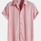 Chemise à manches courtes boutonnée en velours côtelé