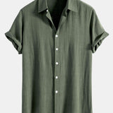 Chemise boutonnée en mélange de lin et rayonne