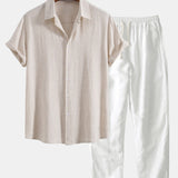 Chemise à boutons en mélange de lin et rayonne & Pantalon droit en lin