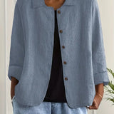 Amélie Rousseau | Veste en lin boutonnée Sky Breeze à l'élégance décontractée pour femme