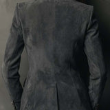 Blazer en éco-daim à motif floral gaufré gris taupe