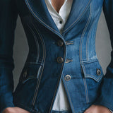 Veste en jean classique cintrée avec poches