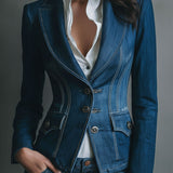 Veste en jean classique cintrée avec poches