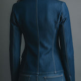 Veste en jean classique cintrée avec poches