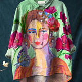 Lily | Peinture à l'huile Portrait de femmes Art Imprimé Chemise Décontractée pour femmes