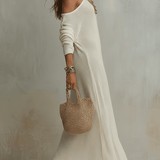 Robe longue bohème texturée à une épaule en ivoire doux