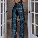 Combinaison de soirée à sequins et dos nu