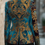Blazer cintré en velours style baroque bohème de luxe