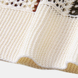Polo rayé en crochet à col en V & pantalon droit en lin