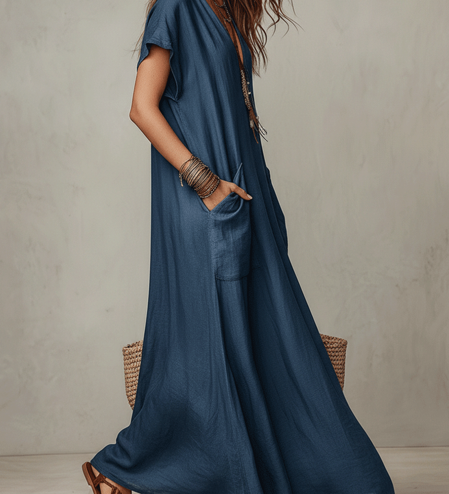Robe longue fluide bohème décontractée
