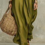 Robe longue bohème décontractée vert olive