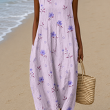 Faith - Robe midi de plage sans manches imprimée pour femme ample