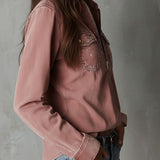 Chemise en jean délavé rose fané style western avec fermeture éclair