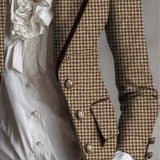 Blazer Ajusté en Tweed Pied-de-Poule Vintage