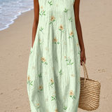 Genevieve - Robe de Plage Midi Ample Sans Manches Imprimée pour Femme