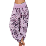 Pantalon harem ample pour femme à motif de fleurs et de feuilles de Bouddha, pantalon de yoga