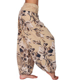 Pantalon harem ample pour femme à motif de fleurs et de feuilles de Bouddha, pantalon de yoga