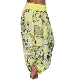 Pantalon harem ample pour femme à motif de fleurs et de feuilles de Bouddha, pantalon de yoga