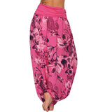 Pantalon harem ample pour femme à motif de fleurs et de feuilles de Bouddha, pantalon de yoga
