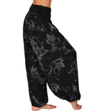 Pantalon harem ample pour femme à motif de fleurs et de feuilles de Bouddha, pantalon de yoga