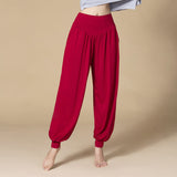 Pantalon sarouel de yoga et de danse à taille haute en modal uni avec poches de Buddha Stones