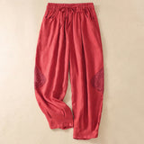 Pantalon harem d'été pour femme Buddha Stones avec cordon de serrage et poches