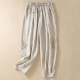 Pantalon harem d'été pour femme Buddha Stones avec cordon de serrage et poches