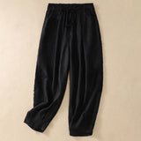 Pantalon harem d'été pour femme Buddha Stones avec cordon de serrage et poches