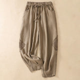 Pantalon harem d'été pour femme Buddha Stones avec cordon de serrage et poches