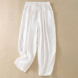 Pantalon harem d'été pour femme Buddha Stones avec cordon de serrage et poches