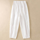 Pantalon harem d'été pour femme Buddha Stones avec cordon de serrage et poches