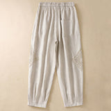 Pantalon harem d'été pour femme Buddha Stones avec cordon de serrage et poches