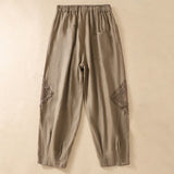 Pantalon harem d'été pour femme Buddha Stones avec cordon de serrage et poches