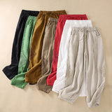 Pantalon harem d'été pour femme Buddha Stones avec cordon de serrage et poches