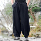 Pantalon sarouel décontracté simple à cordon de serrage pour homme avec poches Buddha Stones