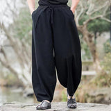 Pantalon sarouel décontracté simple à cordon de serrage pour homme avec poches Buddha Stones