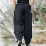 Pantalon sarouel décontracté simple à cordon de serrage pour homme avec poches Buddha Stones
