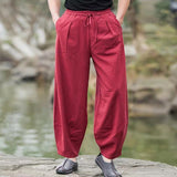 Pantalon sarouel décontracté simple à cordon de serrage pour homme avec poches Buddha Stones