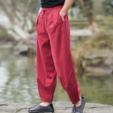 Pantalon sarouel décontracté simple à cordon de serrage pour homme avec poches Buddha Stones
