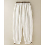 Pantalon sarouel femme en coton uni avec poches et cordon de serrage Buddha Stones