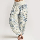 Pantalon harem motifs oiseaux et fleurs